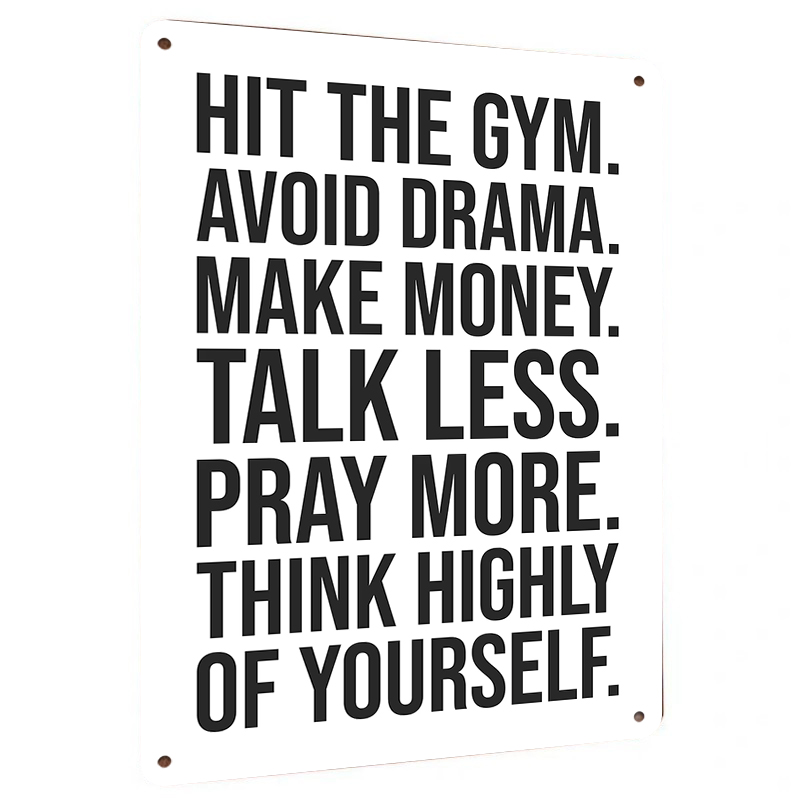 Home Gym Quotes - Inspirational Quote Metal Tin Sign Modern
