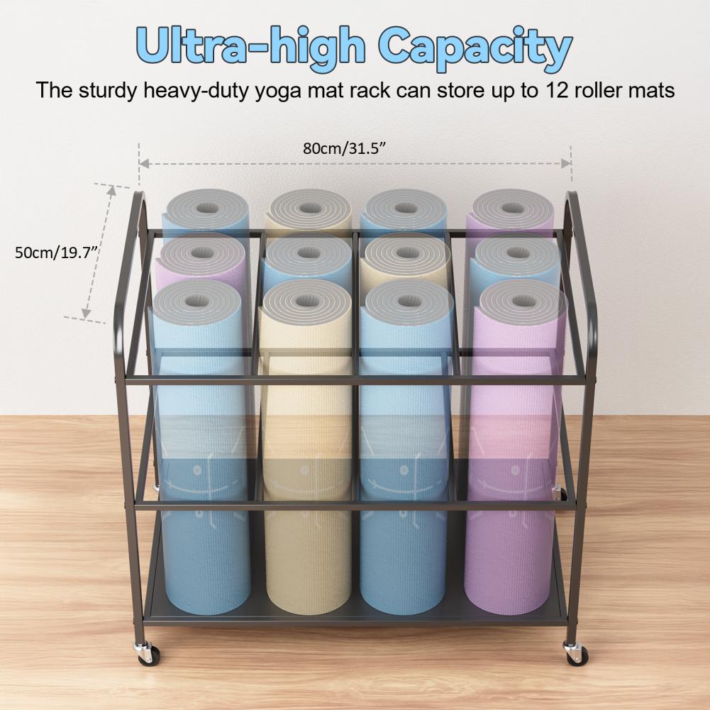 Yoga Mat Storage Rack with Whe - огляд і ціна Home Gym Folding Rack