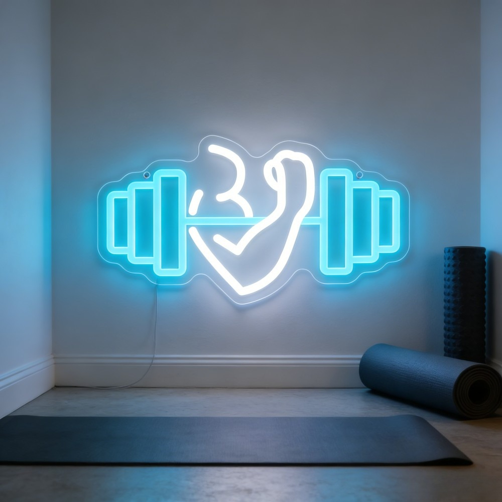 Bicep Dumbbell Neon Sign LED W - огляд і ціна Home Gym Quotes