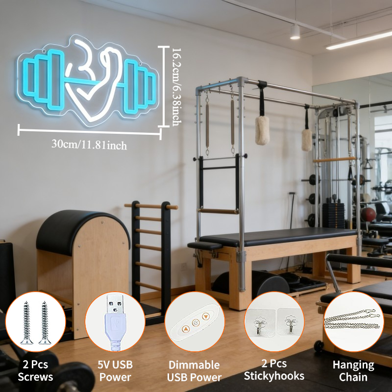 Bicep Dumbbell Neon Sign LED W - огляд і ціна Home Gym Quotes
