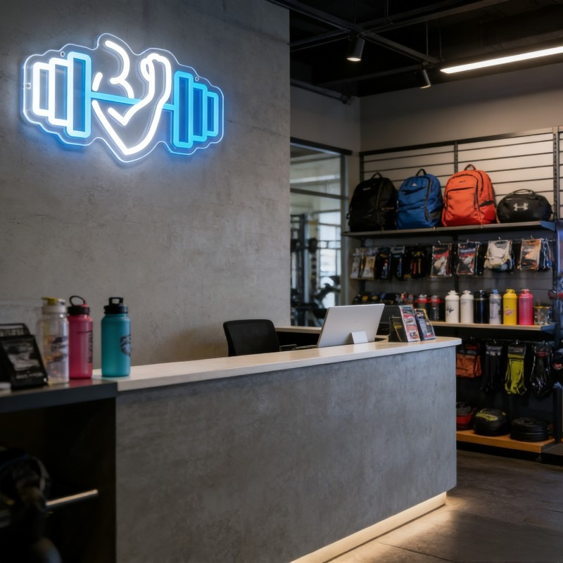 Bicep Dumbbell Neon Sign LED W - огляд і ціна Home Gym Quotes
